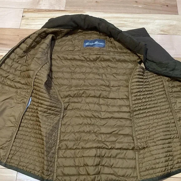 Women's Eddie Bauer Stormdown 700 Olive Quilted Vest - Picture 12 of 15